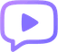 The ViddyScribe logo: a purple speech bubble with a triangular play button centered inside of it.